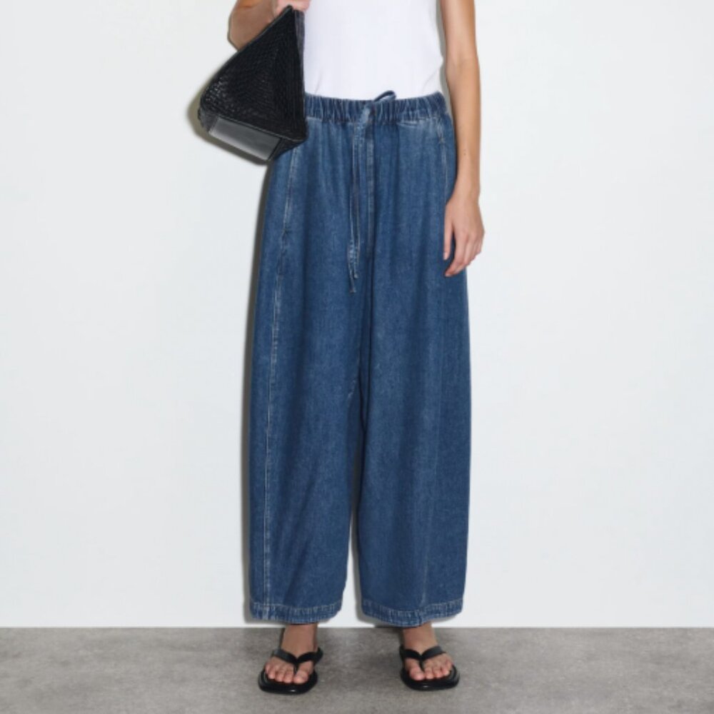 COS Barrel-Leg Denim Drawstring Pants